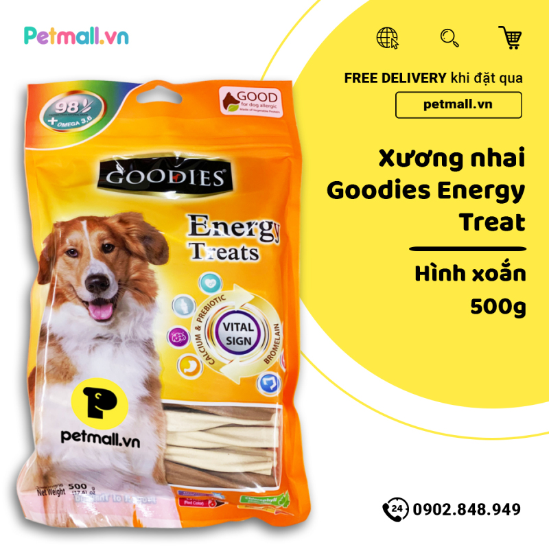 Snack GOODIES cho Chó nhiều vị 500g (que xoắn tròn nhập Thái)