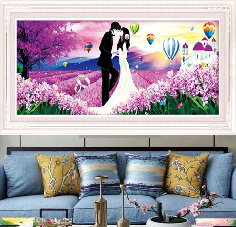 TRANH ĐÍNH ĐÁ TÌNH YÊU LV210 - Thương hiệu: LAVENDER - Kích thước : 110 X 50cm