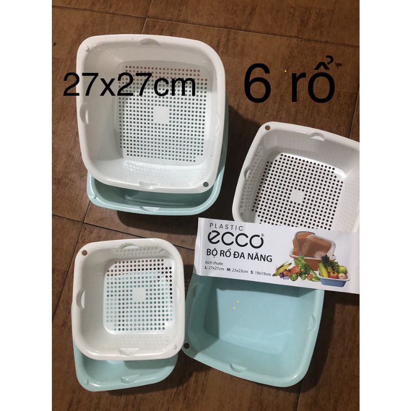 Rổ nhựa chữ nhật đựng đồ kèm chậu