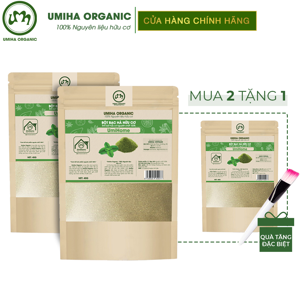 Bột Bạc Hà đắp mặt nạ hữu cơ UMIHOME nguyên chất 40g | Mint powder 100% Organic