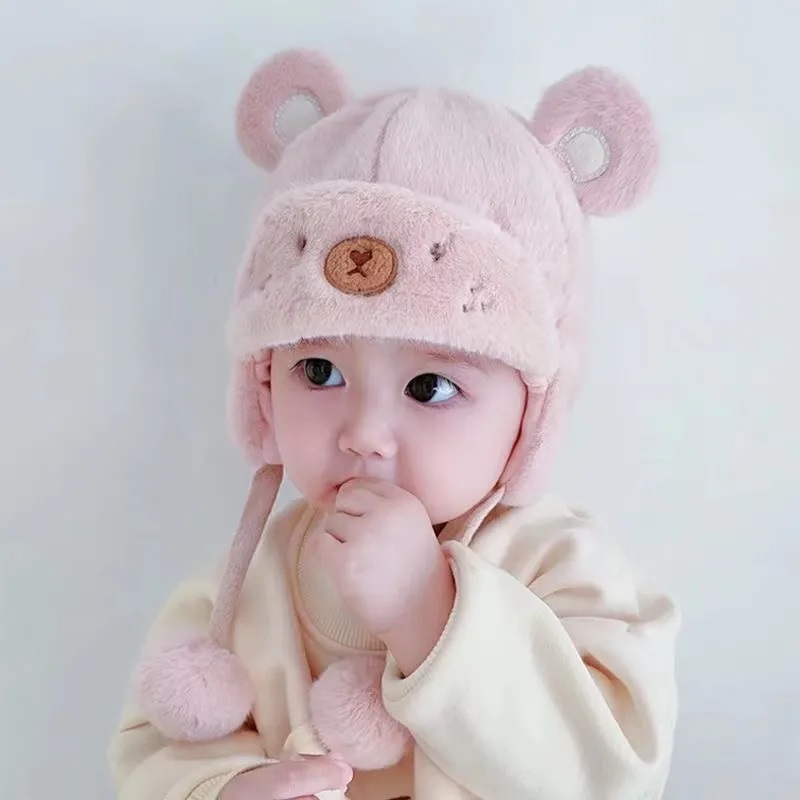 Mũ lông tai thú quả bông Cho Bé Siêu Dễ Thương