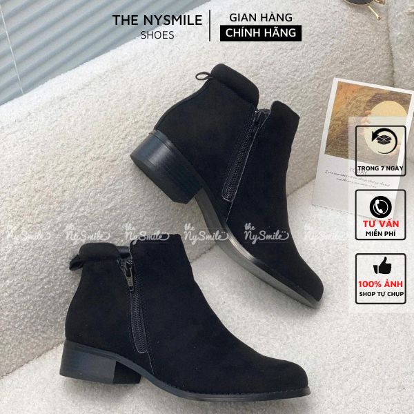 Giày boot 3p mũi tròn khóa keo - thenysmile - cozy