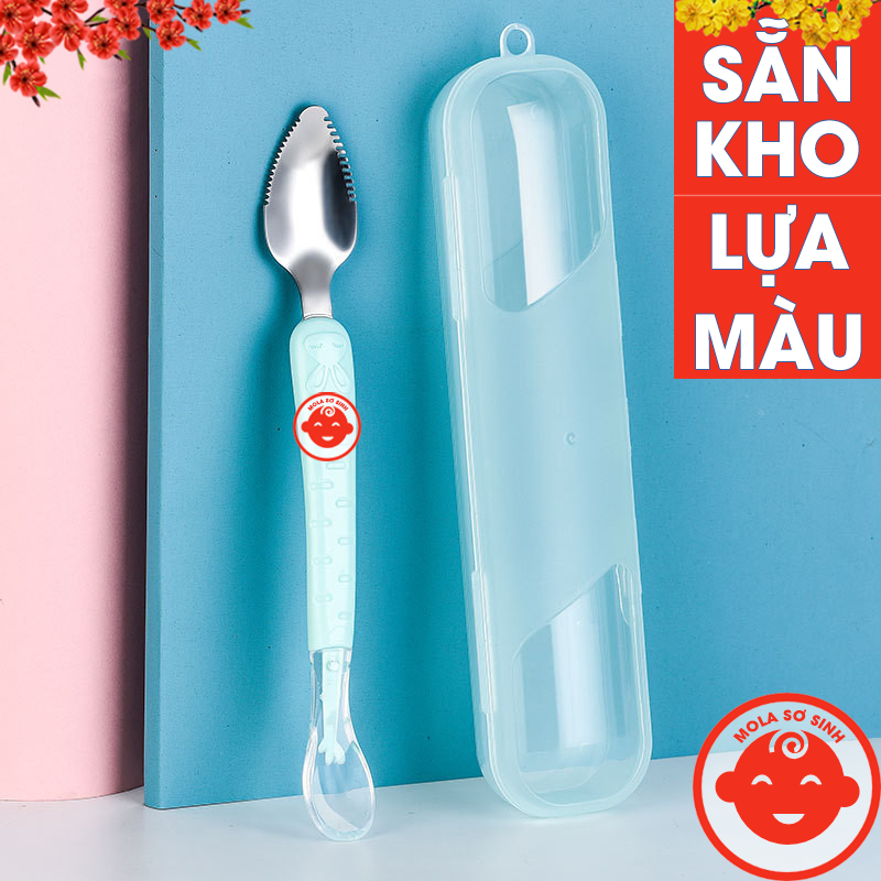 Thìa nạo hoa quả 2 đầu cho bé tập ăn dặm