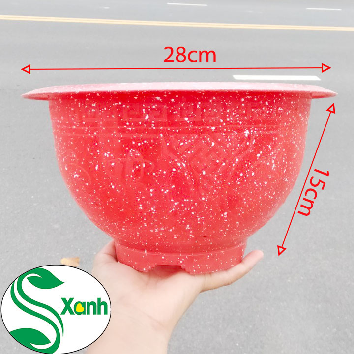 Combo 5 chậu nhựa đá đỏ T28 (280x150mm)