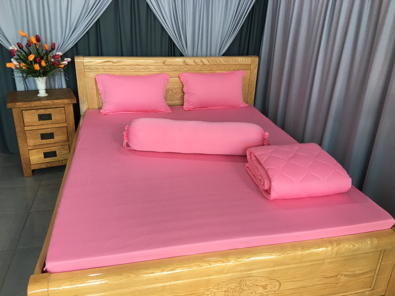 Drap Lẻ Thun Lạnh Hàn Quốc Lan Phạm Bedding - Màu Hồng