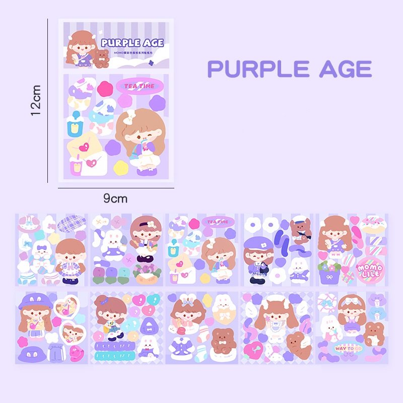 Combo 10 tấm sticker cắt sẵn cute trang trí sổ, bình nước,...