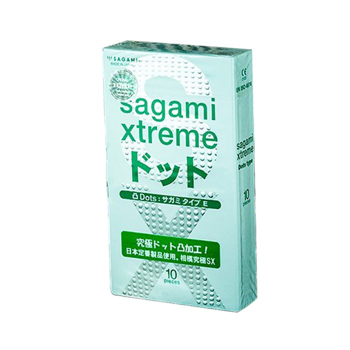 Bao cao su có gân và gai siêu mỏng Sagami Extreme White - Hộp 3, 10 chiếc