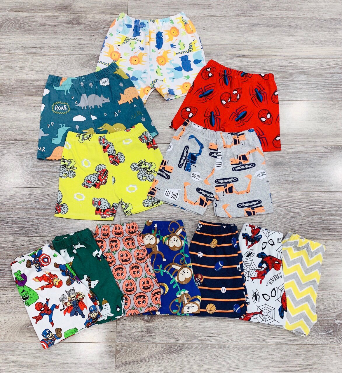 Combo 5 quần đùi mặc hè cho bé trai và bé gái