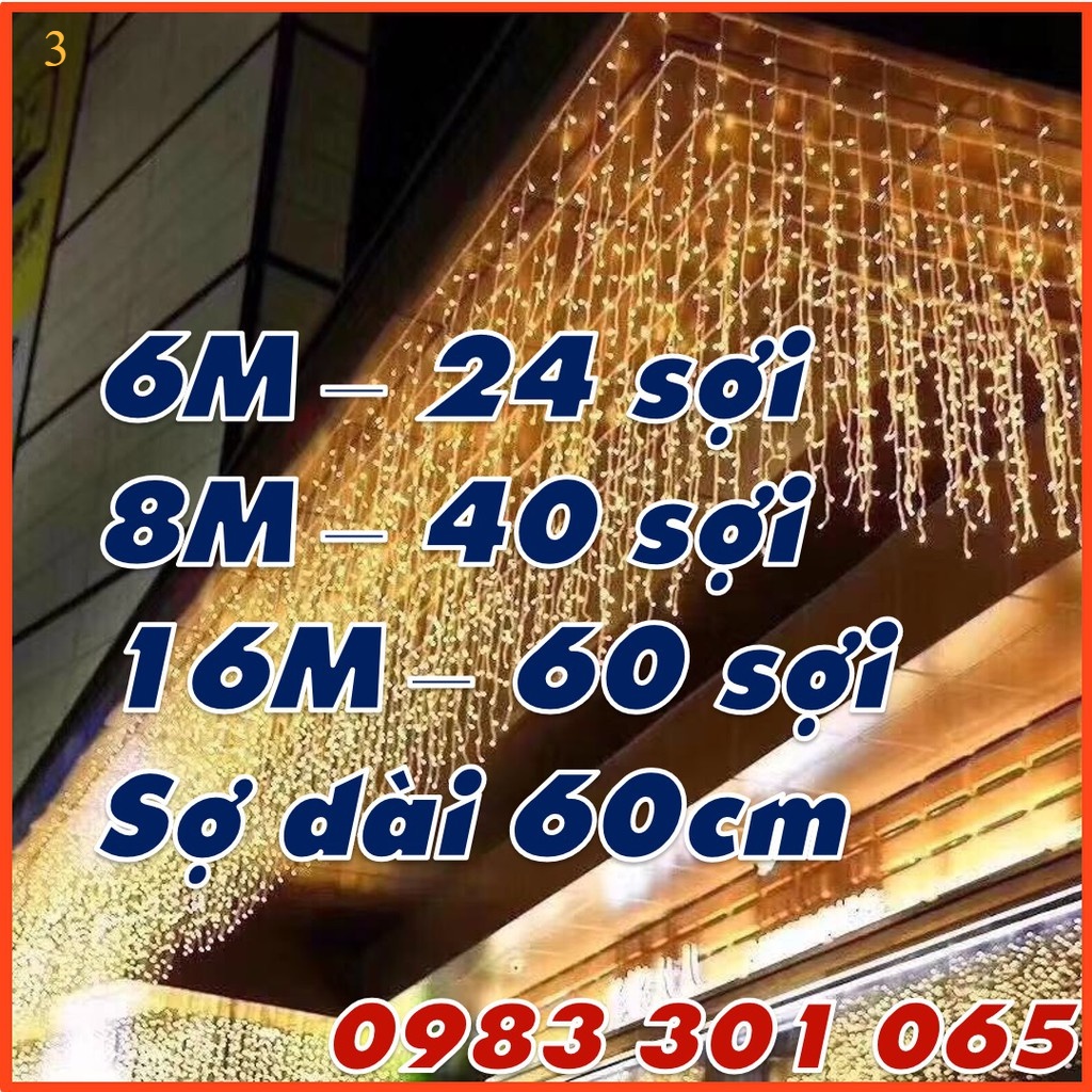 Đèn rèm mành led thả trang trí ngang 12m, 40 sợi dài 50-60cm