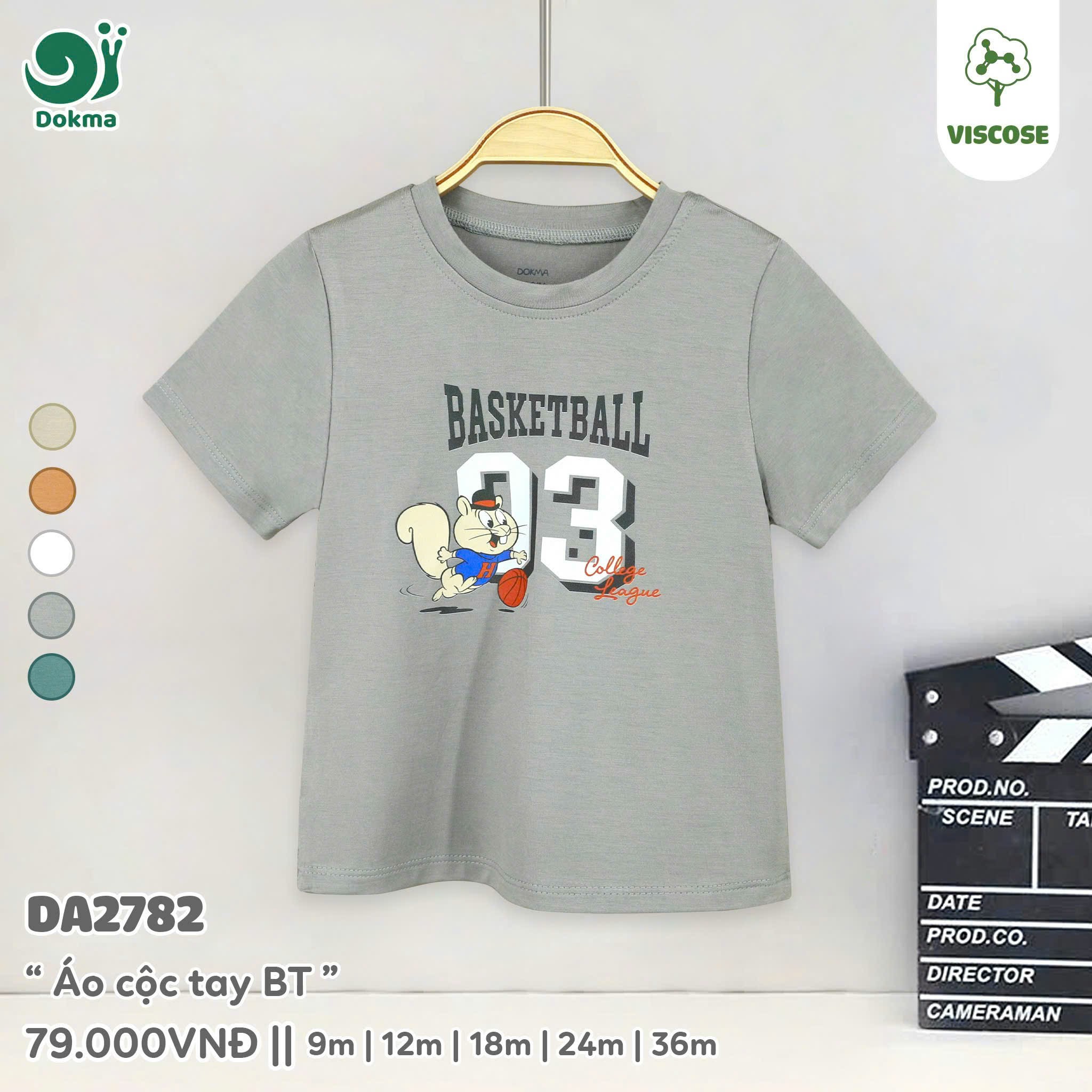 Áo cộc tay DOKMA cho bé trai chất bamboo - viscose mềm mát (6-36m) (DA2860 - DA2782)