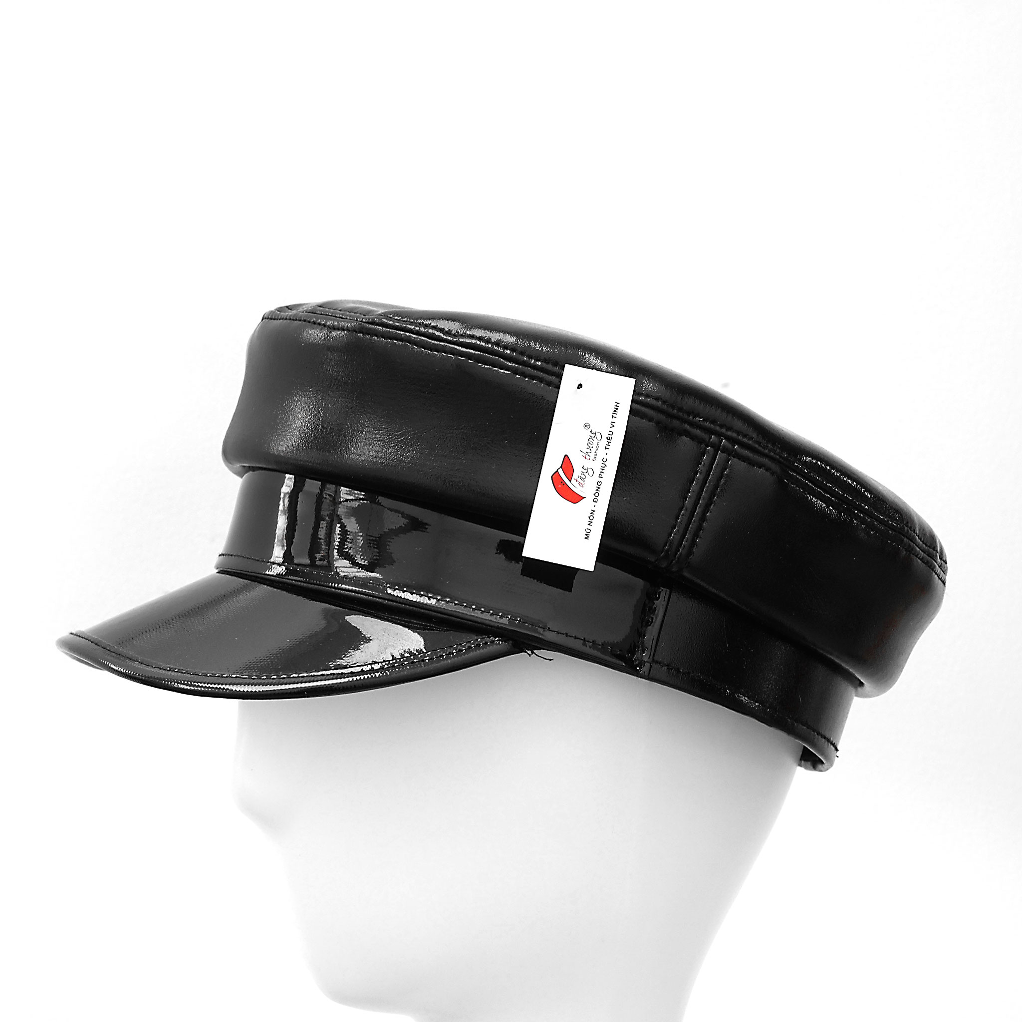 Mũ nón lưỡi trai Baker boy cap màu đen da Pu form dáng RB