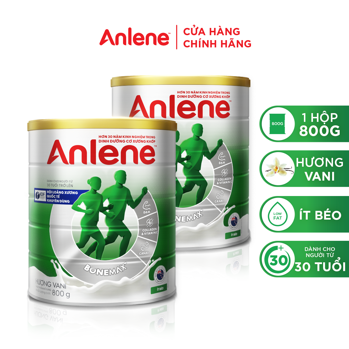 [up to 16% Off up to 175K for Orders from 800K][Freeship 0Vnd Nationwide] Combo of 2 Anlene Vanilla Flavored Powdered Milk 800g