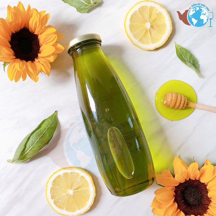 Chai thủy tinh 500ml nắp thiếc NẮP ĐEN, đựng sữa, chai detox, dựng loại nước ép, bình thủy tinh nắp vặn kín đựng sữa 500ml