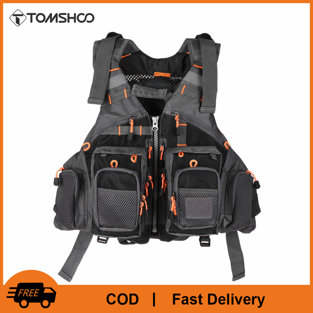 TOMSHOO Lixada Outdoor Breathable Padded Fishing Life Vest Superior 209lb Buoyancy Life Safety Jacket Swimming Sailing Waistcoat Utility Vest Floatation Floating Device