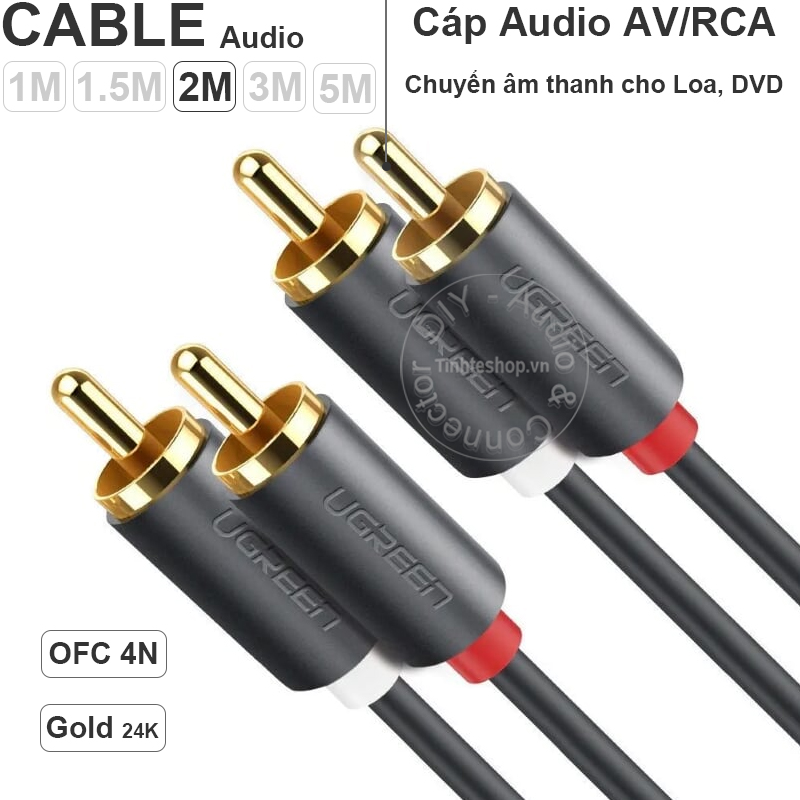 Cáp AV 2 đầu bông sen Ugreen AV104 1.5M đến 5M - Dây 2 đầu AV cho Loa Âm ly