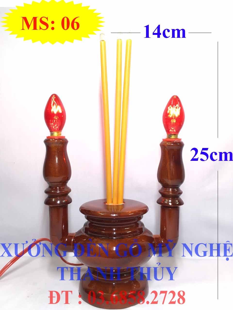 Lư nhang điện bàn thờ hàng chất lượng - mẫu nhỏ - gỗ tràm MS 06