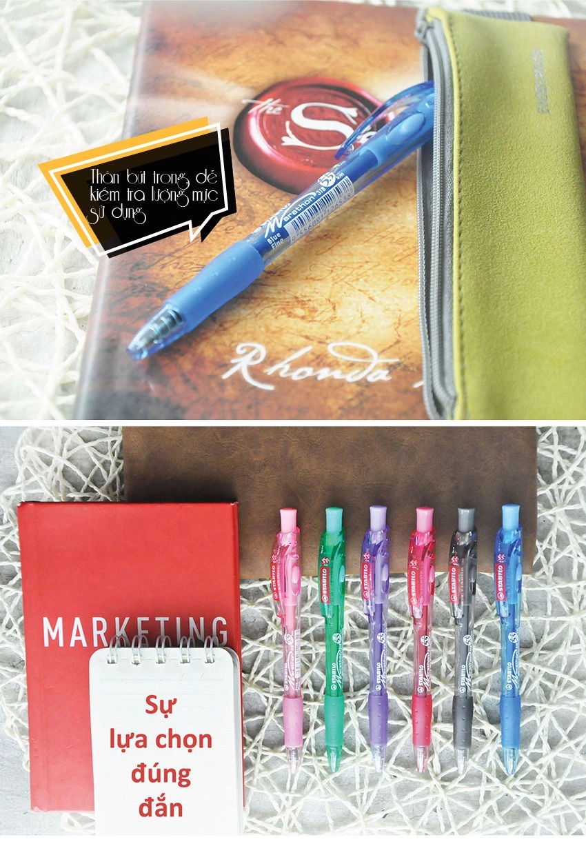 Bút bi STABILO Marathon BP318F (Xanh biển, Đen, Đỏ, Hồng, Xanh lá, Tím)