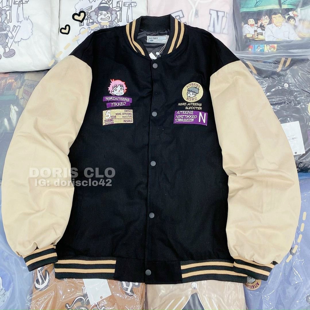 Áo Khoác Nỉ Cadigan Kiểu  Bomber in Logo Hoạt Hình 2 Bạn Tóc Xù Đầu Moi Siêu Dễ Thương, Hot Trend .TP