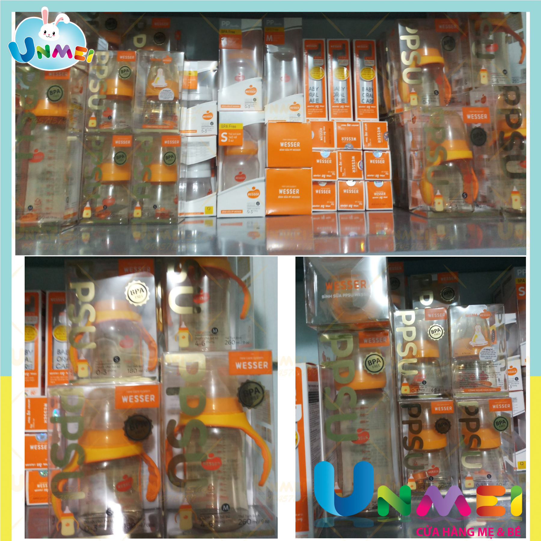 [HCM]Bình Sữa Wesser PPSU đủ size (Cổ Hẹp) 60ml - 140ml - 250ml và (Cổ Rộng) 180ml - 260ml