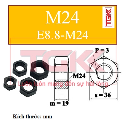 Đai ốc thép đen 8.8