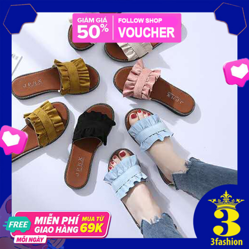 Dép Nữ 3Fashion Bèo Nhúng Mẫu Quai Dép Chắc Chắn Viền Đế Đính Kim Loại Lấp Lánh - 3143 giá rẻ