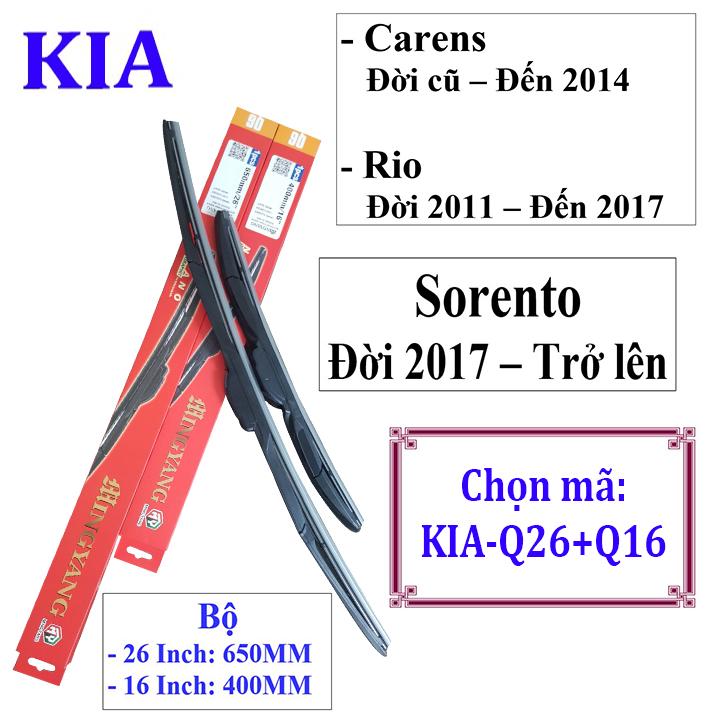 Bộ 2 thanh gạt nước mưa ô tô đa năng Nano cao cấp dành cho hãng xe Kia: Morning-K3-Cerato-Forte-Carens-Rio-Sorento-Sedona-Soul-Sportage-Hatchback-Optima​​​​​​​