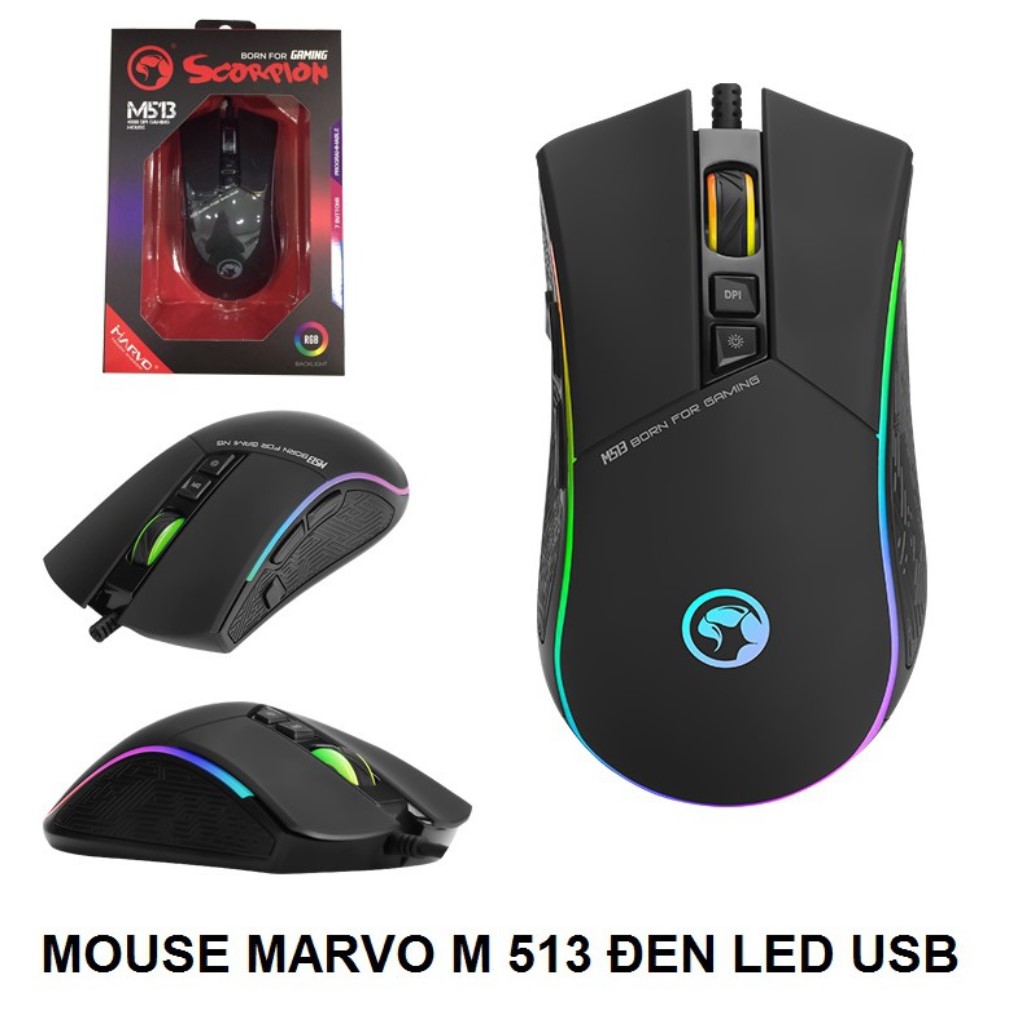 Mouse Marvo M513 đen Led(USB)