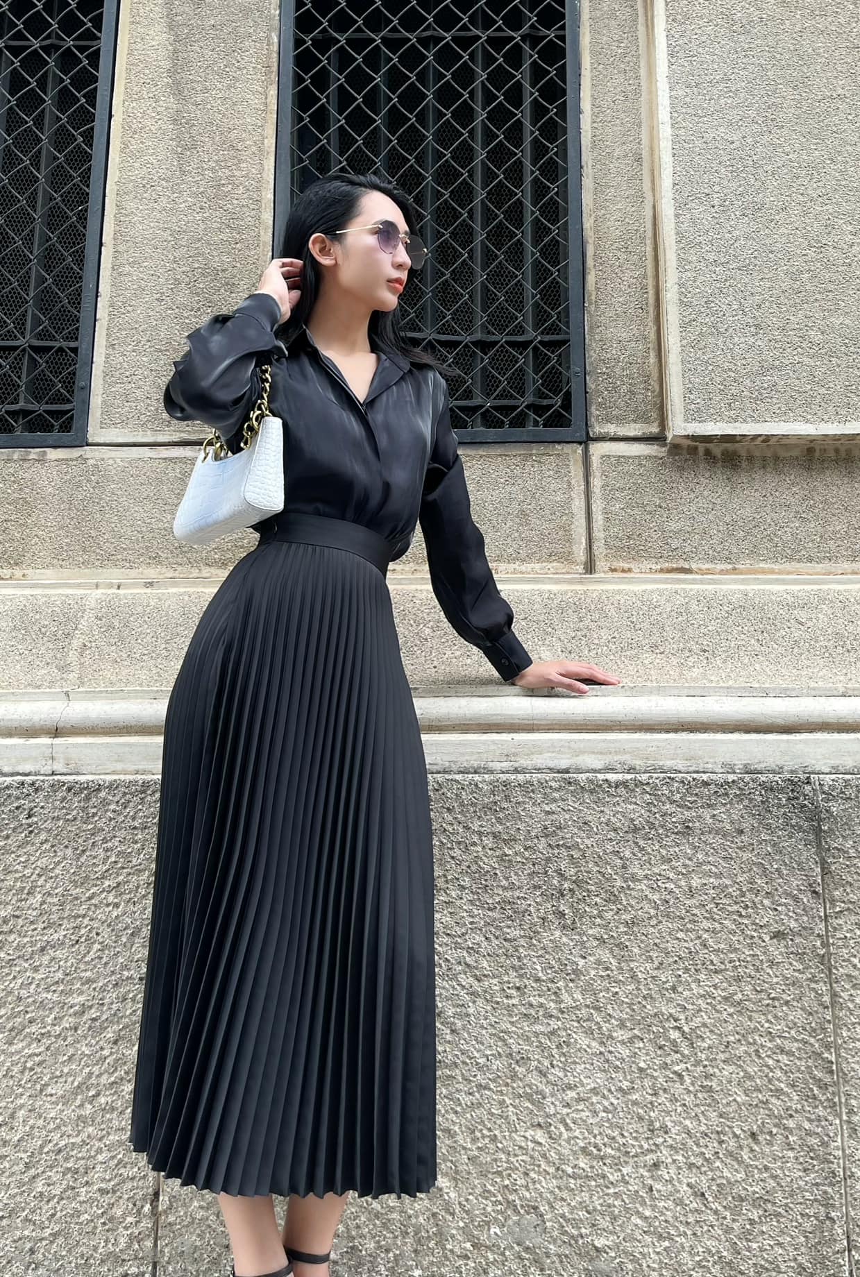 VELLE DESIGN áo sơ mi lụa tơ Celline chất lụa tơ organza cao cấp không nhăn.
