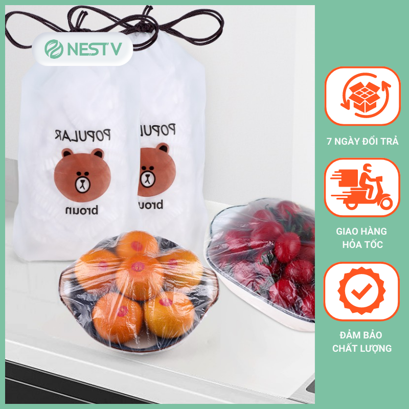 Set 100 Chiếc Màng Bọc Thực Phẩm Co Giãn Siêu Dai Có Chun