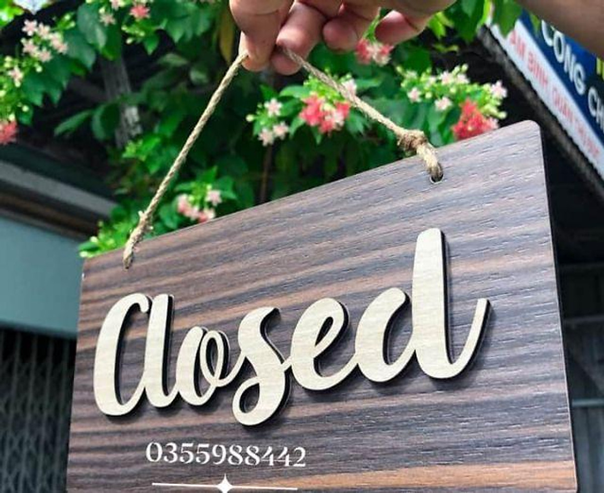 Bảng gỗ treo shop Open /Close