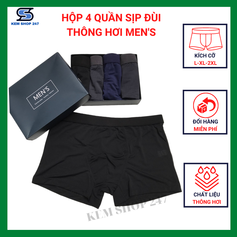 Hộp 4 quần sịp đùi thông hơi Men’s cho nam