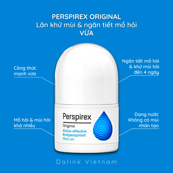 [Chính hãng] Lăn nách Perspirex Original: lăn khử mùi hôi nách và ngăn tiết mồ hôi loại vừa