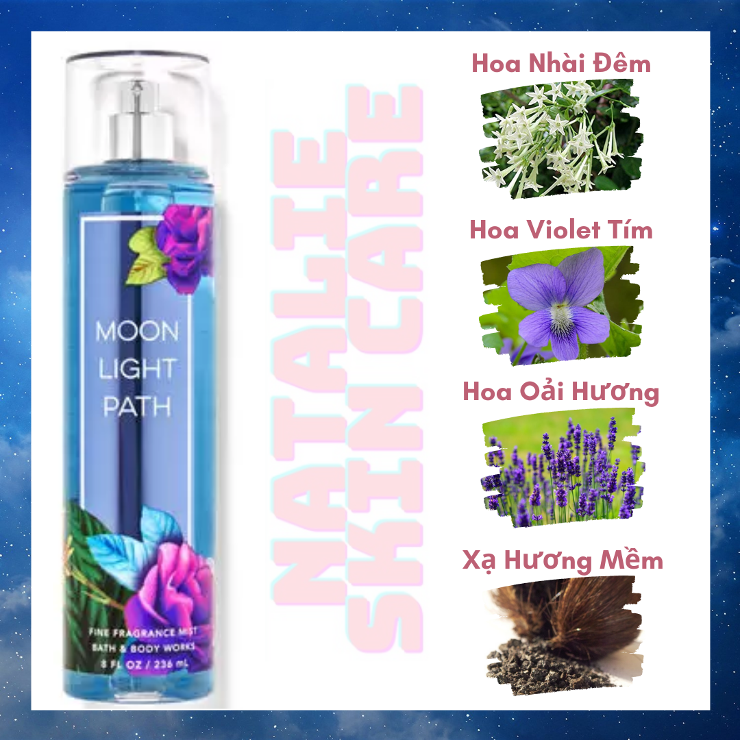 [HCM]Xịt Thơm Toàn Thân Bath And Body Works Moonlight Path Body Mist 236ml