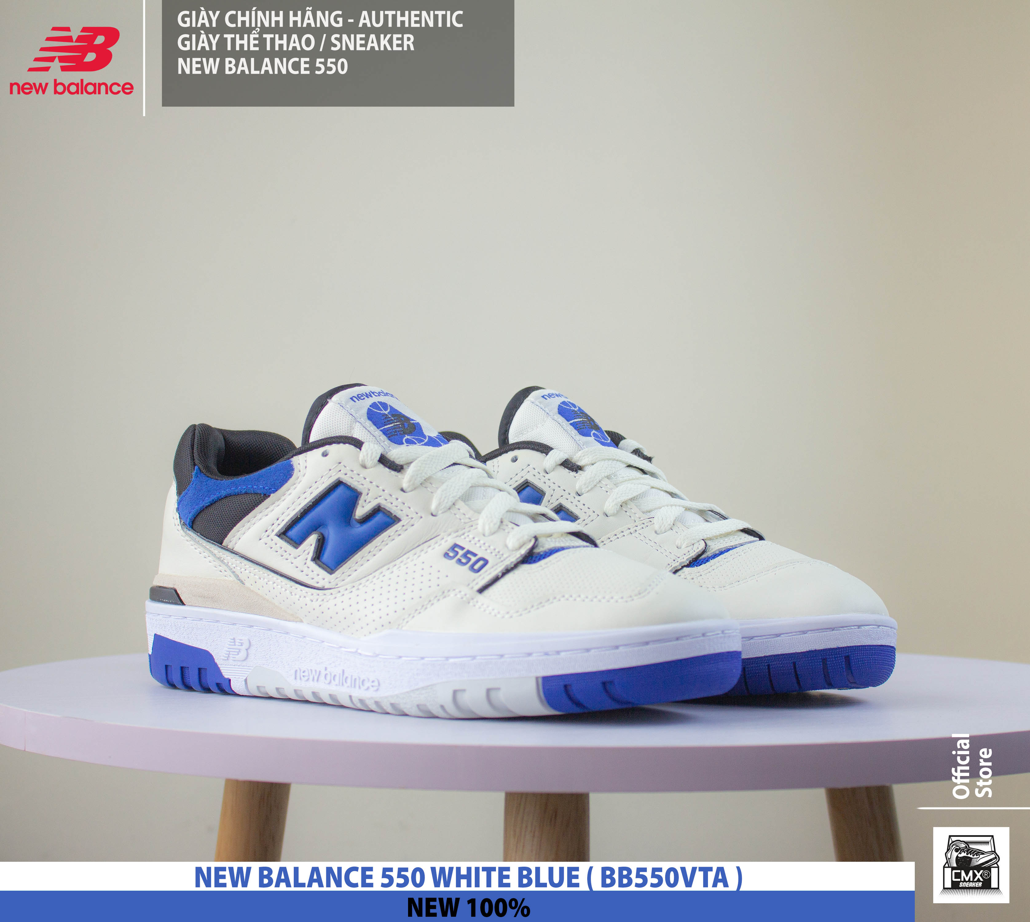 😘 [ HÀNG CHÍNH HÃNG CÓ SẴN ] Giày New Balance 550 WHITE BLUE ( BB550VTA ) - AUTHENTIC 100%