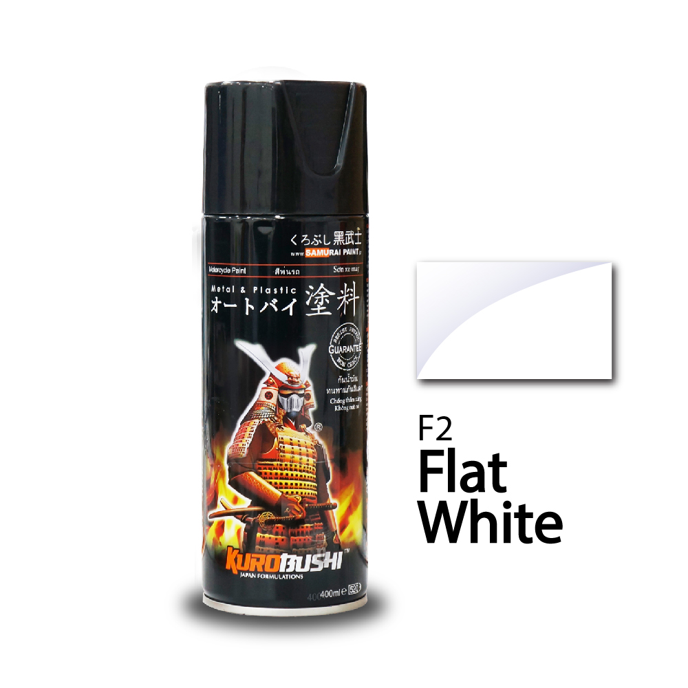 Sơn xịt Samurai Chính Hãng màu Trắng Mờ - F2 (400ml)