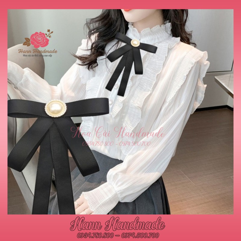 Cài áo tag áo nữ đá nơ cao cấp bền màu sang trọng [HANN HANDMADE - Hoa cài áo, phụ kiện thời trang sỉ]
