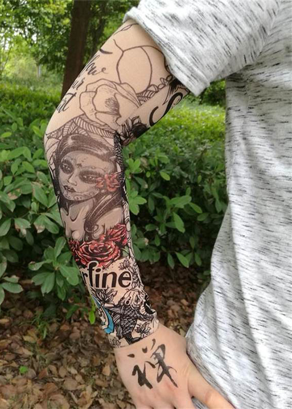 [HCM]Găng Tay Hình Xăm Tattoo 3D (2 Găng Tay Mẫu Ngẫu Nhiên)