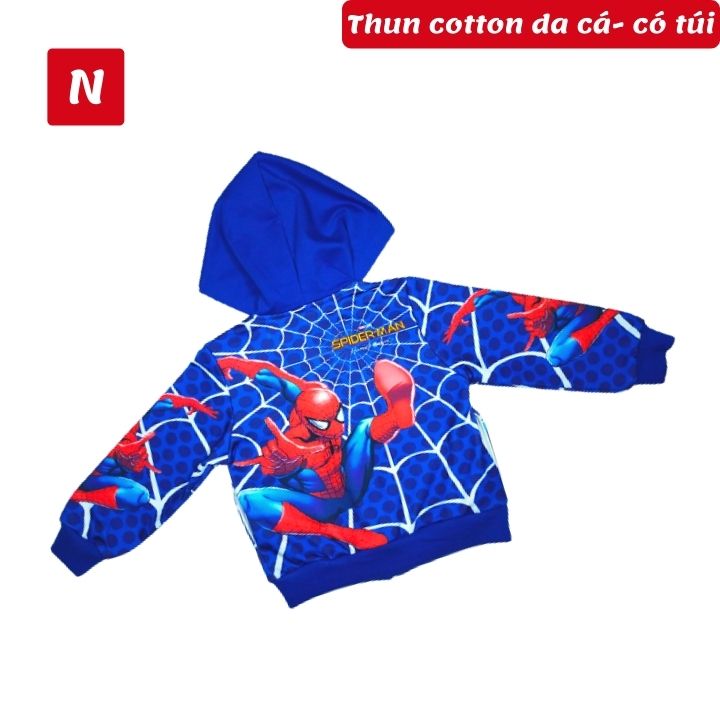 [hcm]áo khoác bé trai hình siêu nhân nhện 10-42kg. chất thun da cá hút mồ hôi- hình in 3d- oa shop hi 6
