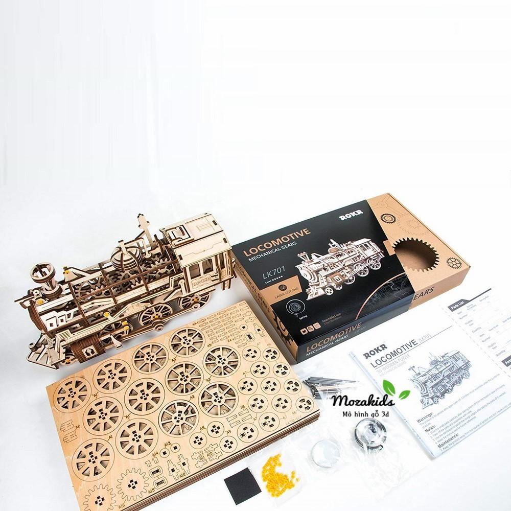 Mô hình lắp ráp gỗ 3D  (ĐC-01)  Cơ động học Đầu Máy (PT-01) Xe Lửa - Locomotive Robotime