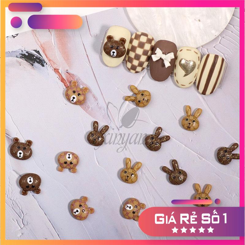 Set charm thỏ đính móng, charm thỏ nhựa trang trí móng tay - TGN937