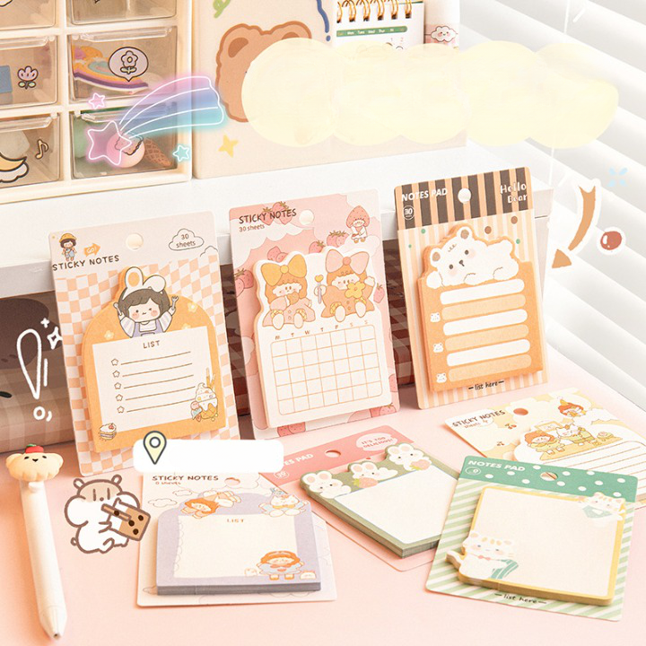 Set 30 tờ Giấy note cute lovelyhouse NOTE30CUTE