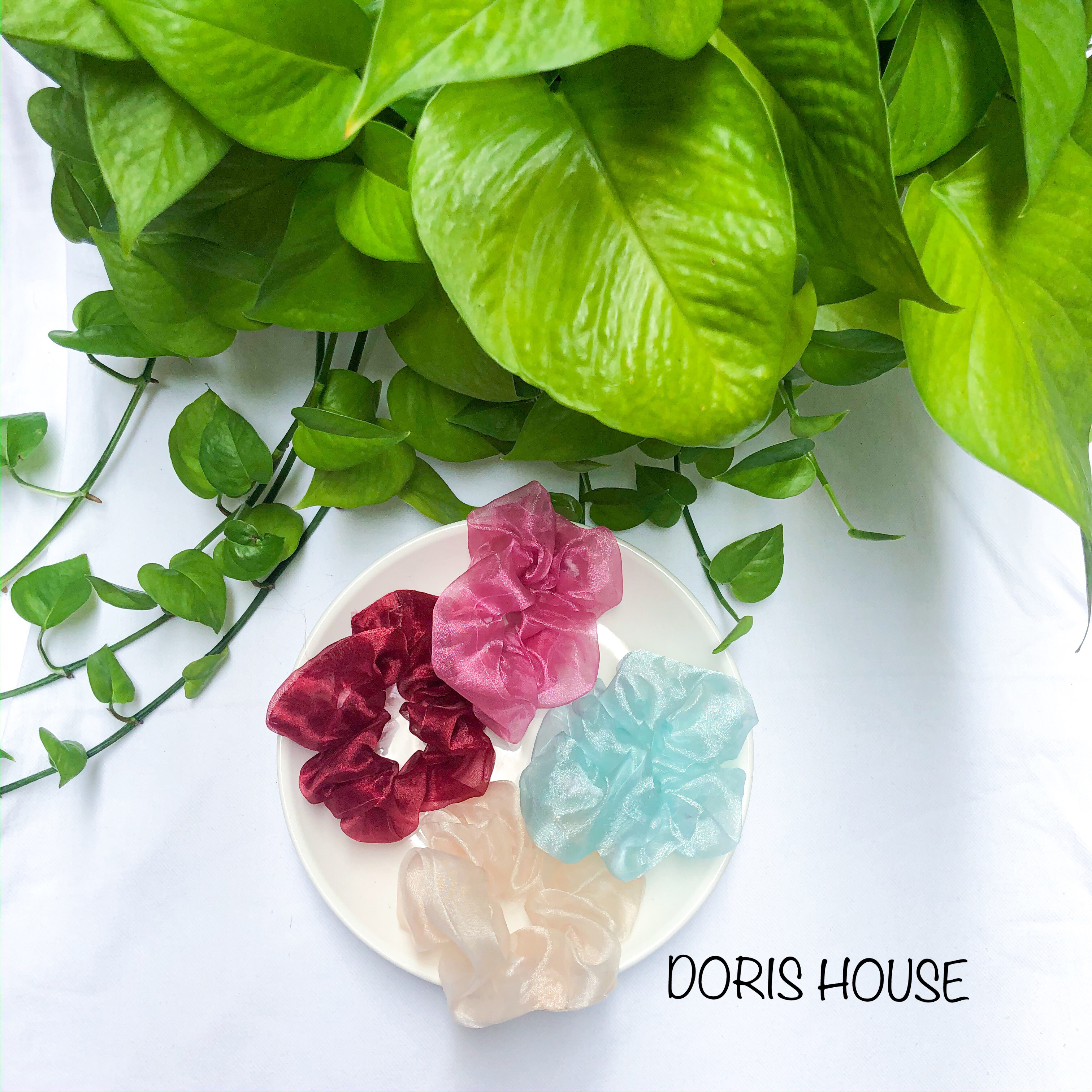 [HCM]Cột tóc Scrunchies Voan Kính xinh xắn