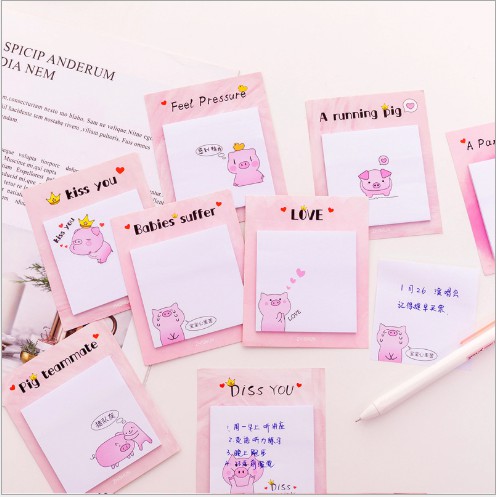 Giấy Note Ghi Chú Heo Hồng 30 Tờ
