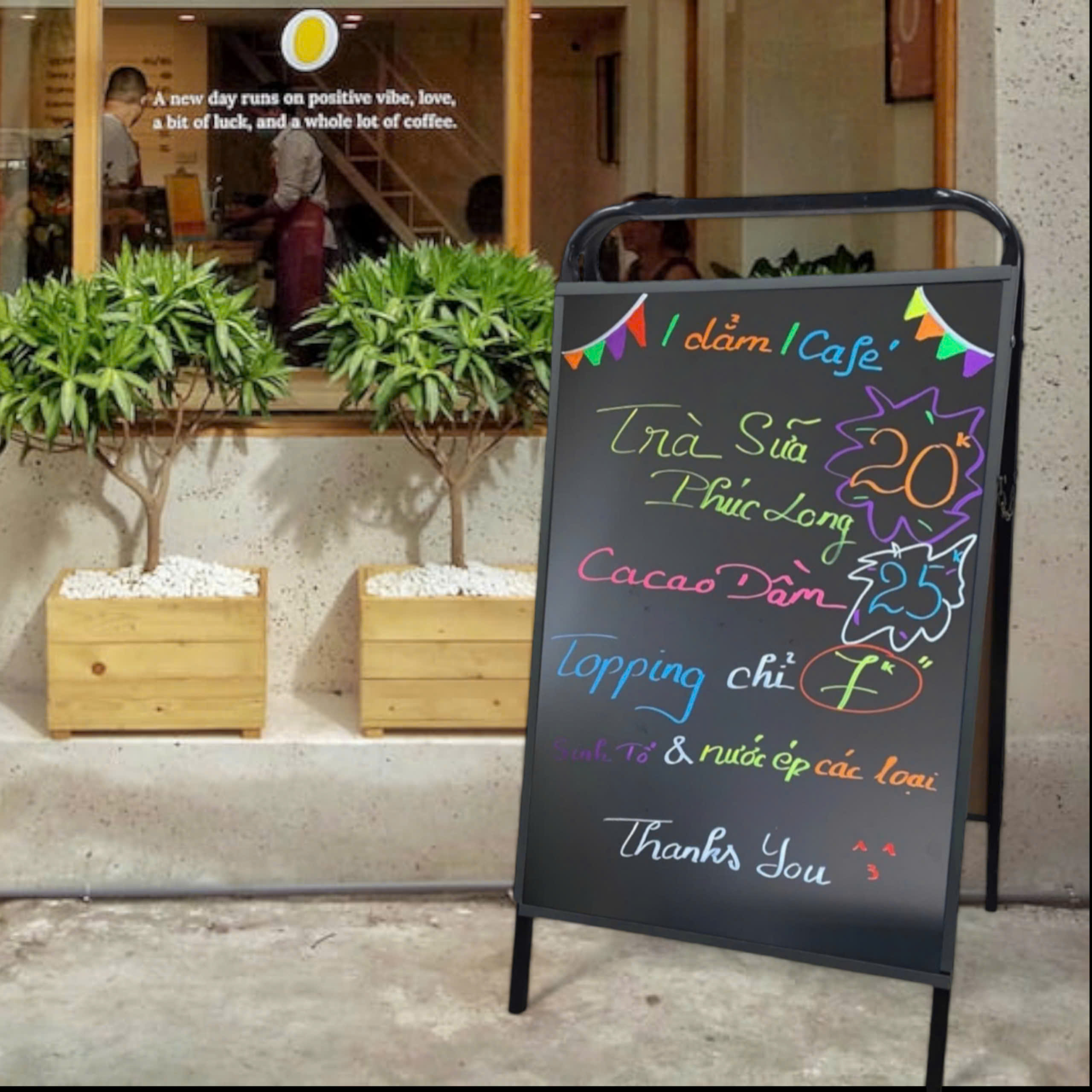 Double-Sided Wooden Menu Board, Written with Markers or Chalk