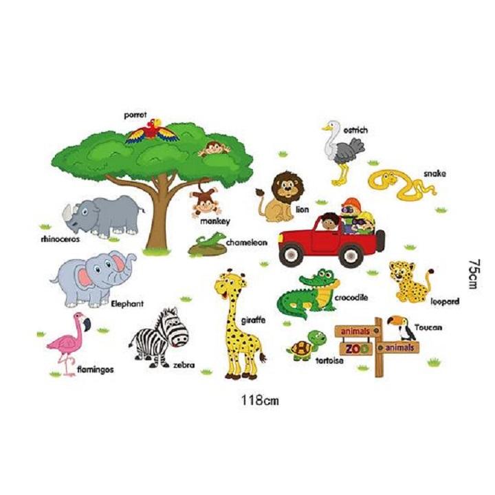 [HCM]Decal dán tường sở thú kèm tiếng anh