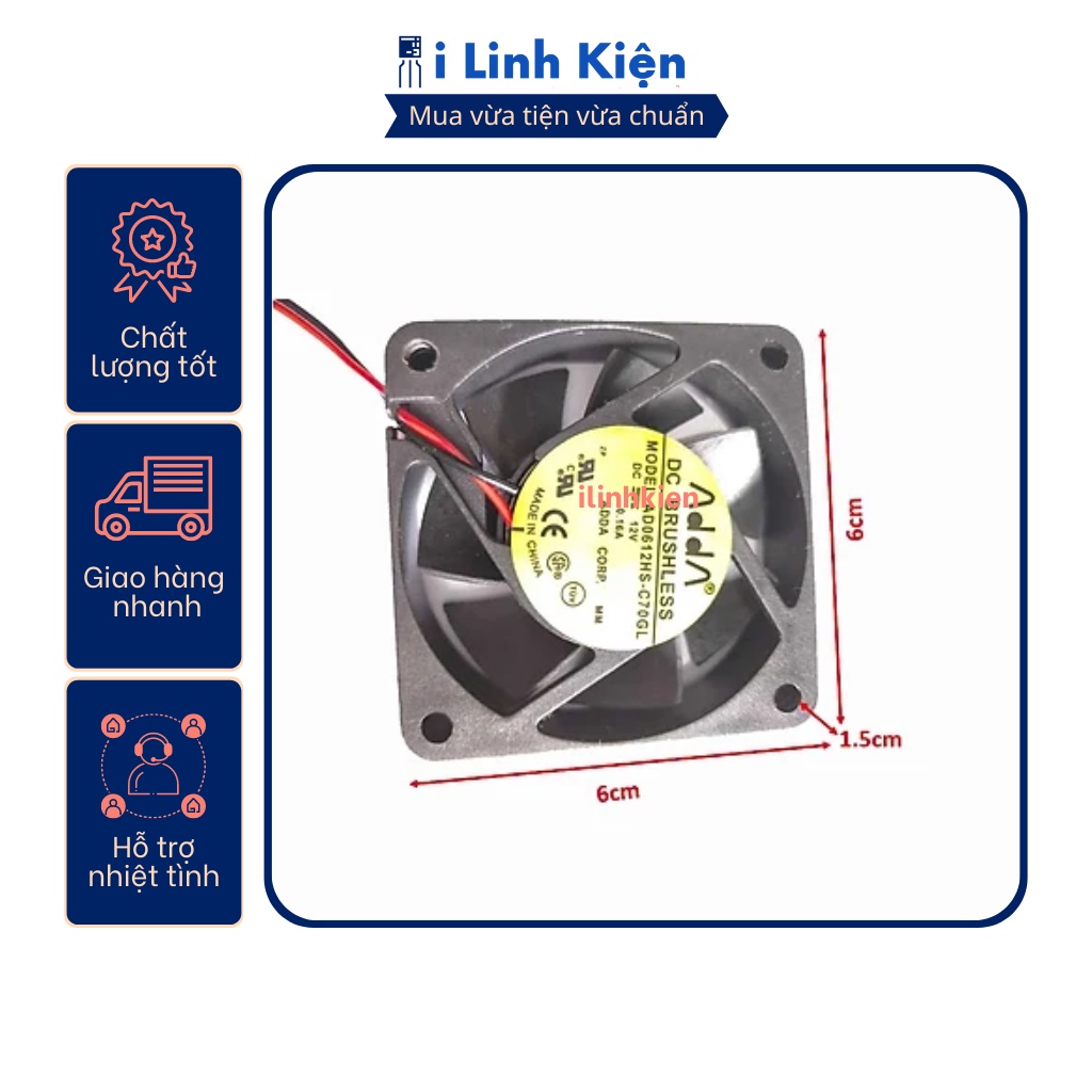 Quạt tản nhiệt 12V đầy đủ các kích thước