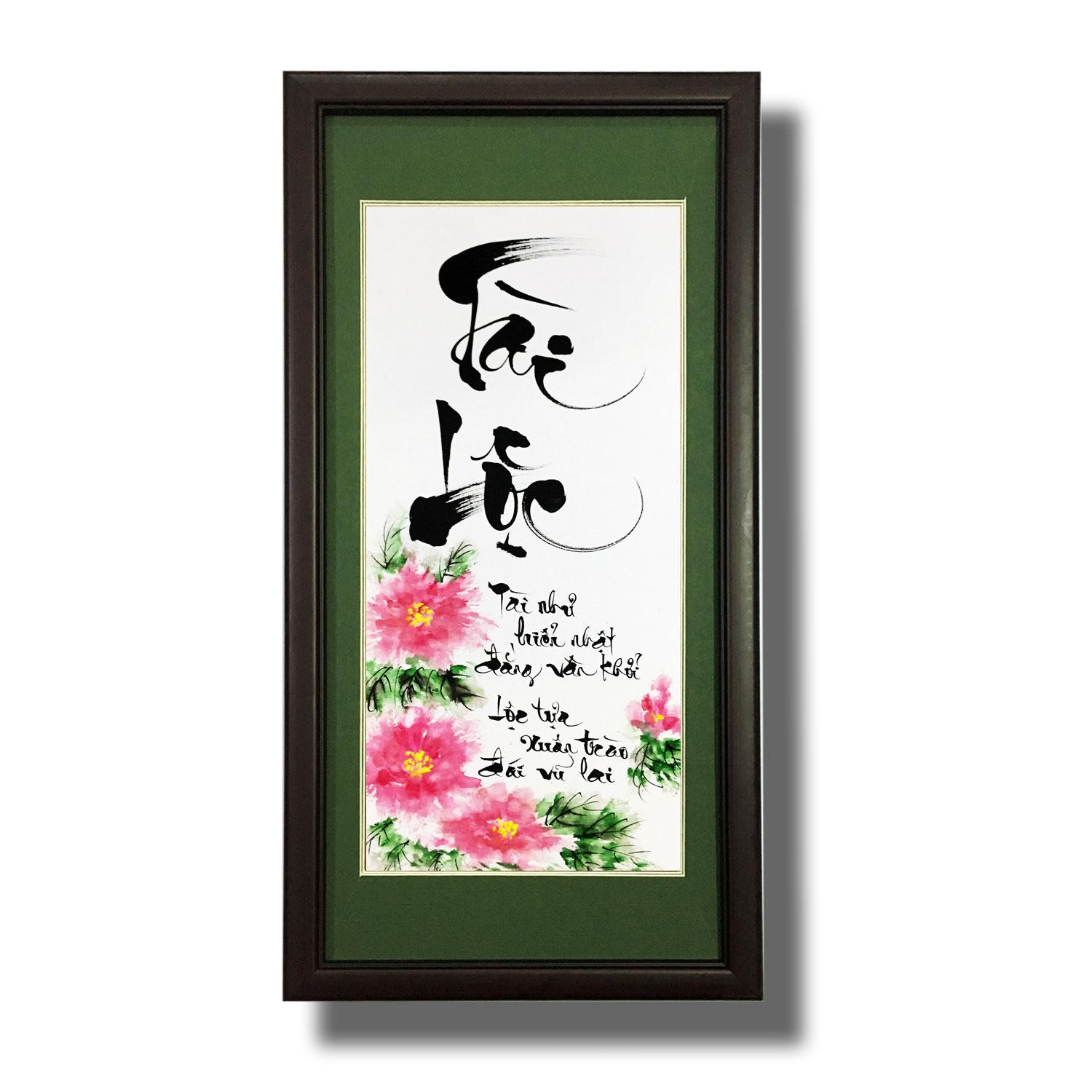 Tranh thư pháp - Chữ Tài Lộc 10 - Tranh Minh Hiền (viết và vẽ tay 100% - KT 30 x 60cm)