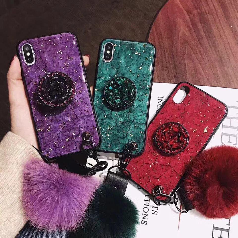 Ốp đá ngọc bích bông kèm Pop Iphone Xs Max