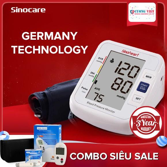 Bộ Máy đo huyết áp bắp tay Sinoheart BA-801 và Máy đo đường huyết Safe Accu Sinocare