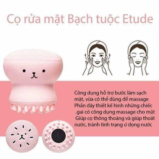 Cọ Rữa Mặt Bạch Tuộc Màu Hồng
